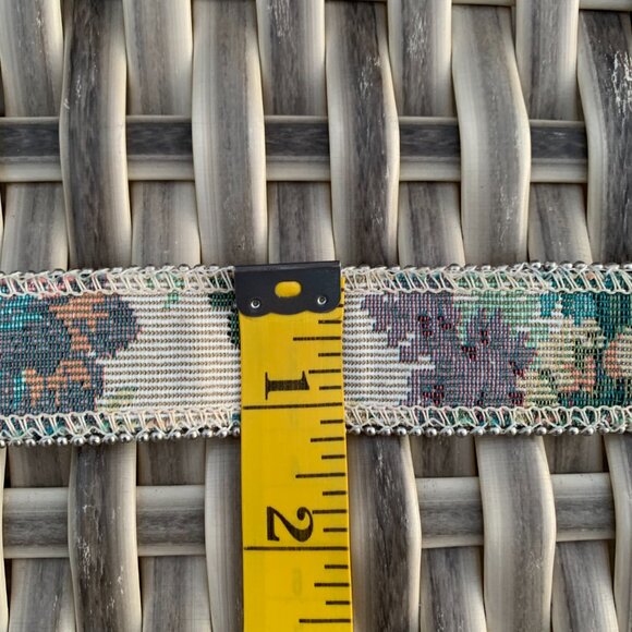 Vintage 80s Floral Tapestry Boho Granny Chic Romantic Retro Western Waist Belt - Picture 10 of 12